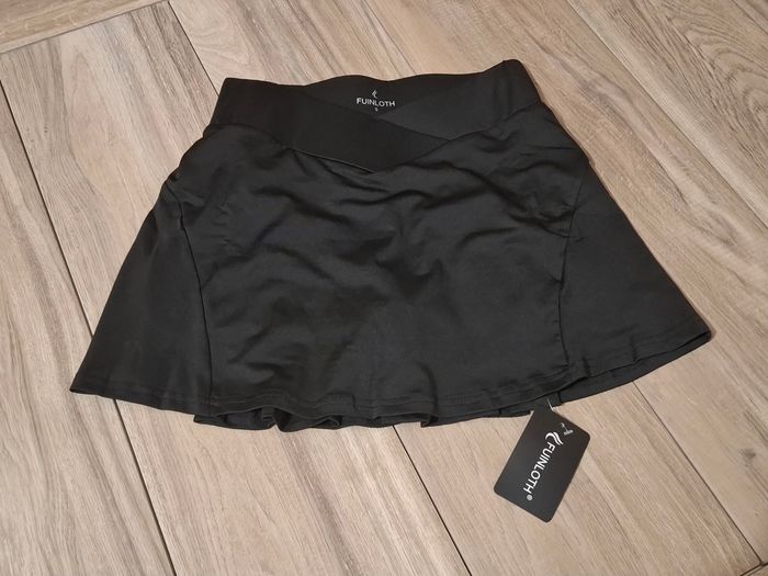 Jupe tennis femme avec short sport golf jupe-pantalon avec poches noir