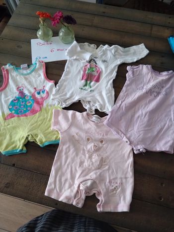 Lot de 4 combishort bébé fille 6 mois été
