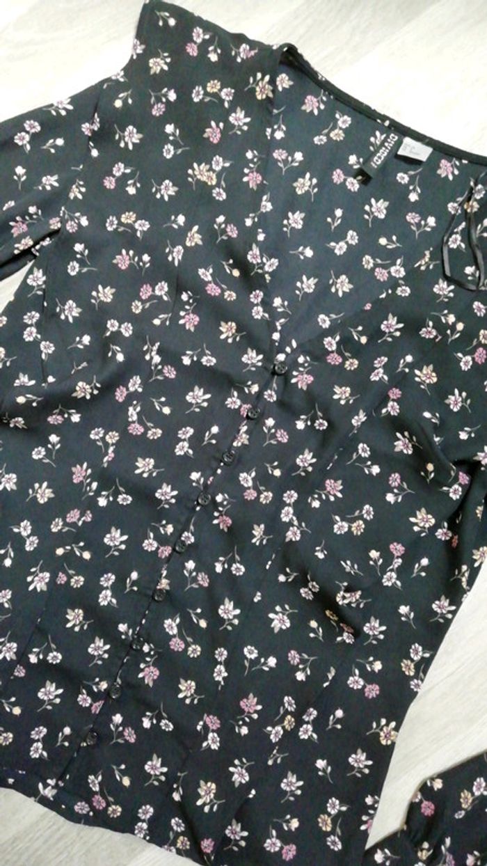 Blouse chemisier à fleurs H&m 34 neuf - photo numéro 3