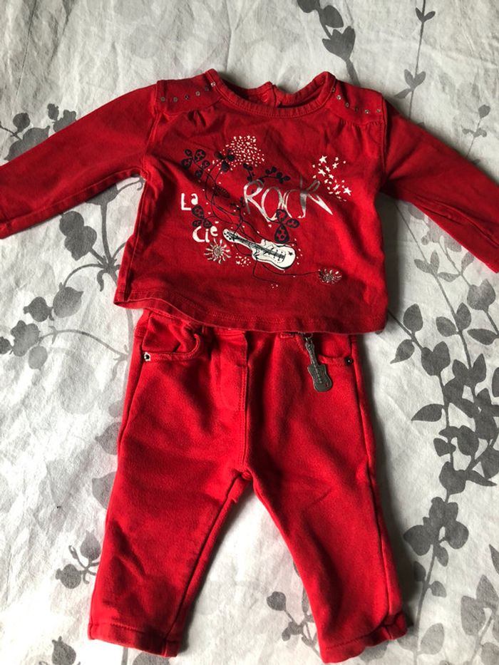 Ensemble rock rouge fille 6 mois LCDP