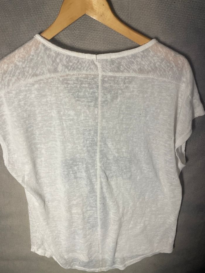 T-shirt blanc, style rock, croix clouté et strasse - photo numéro 4