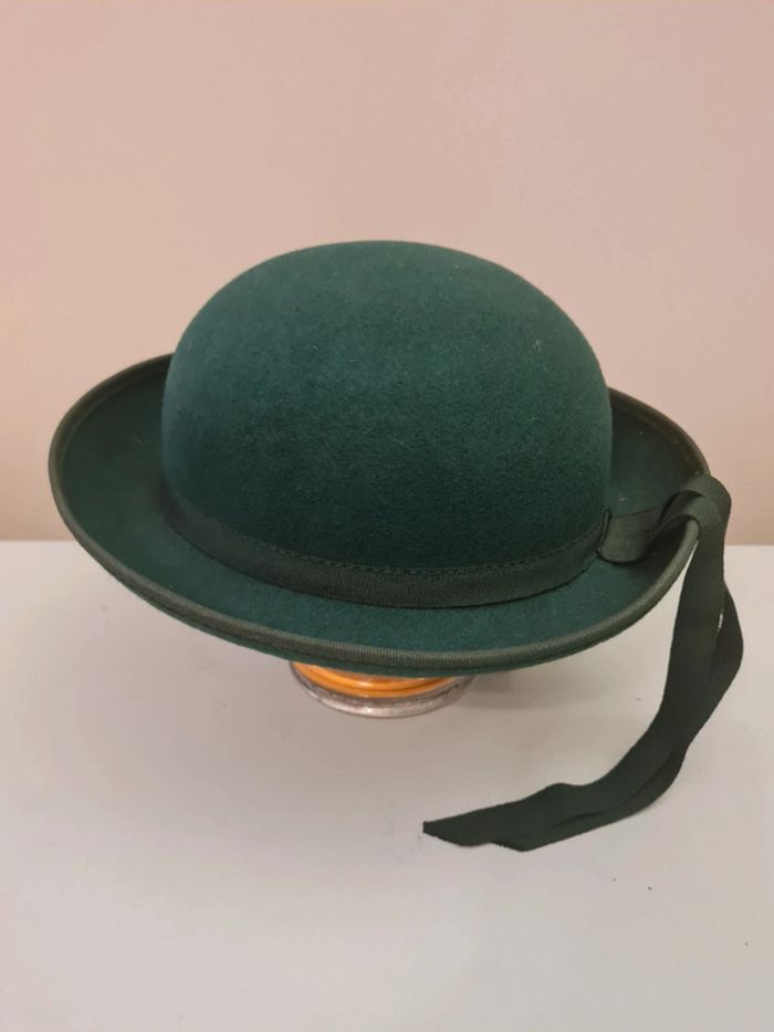 Chapeau Bonpoint Vintage fille en feutre vert. - photo numéro 2