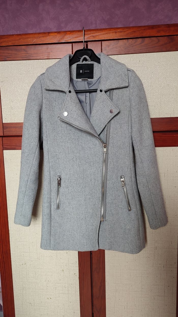 Manteau gris col amovible La redoute taille 34 - photo numéro 10