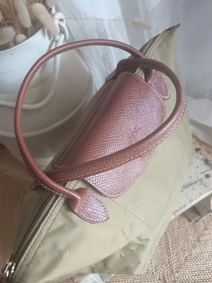 Longchamp | le Pliage kaki et cuir marron | t. S - photo numéro 7