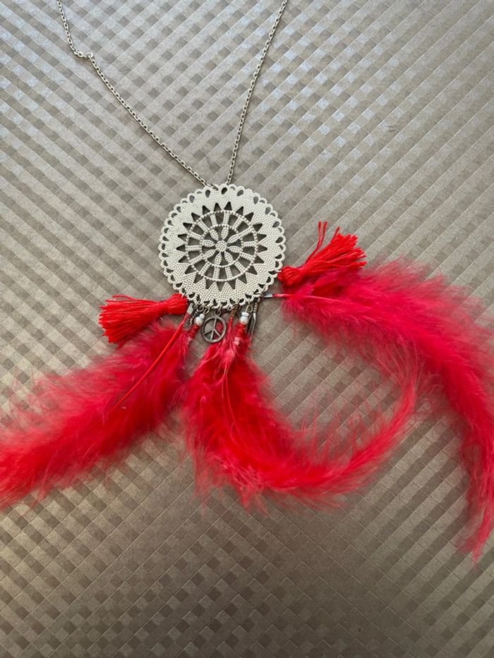 Collier plume rouge - photo numéro 2