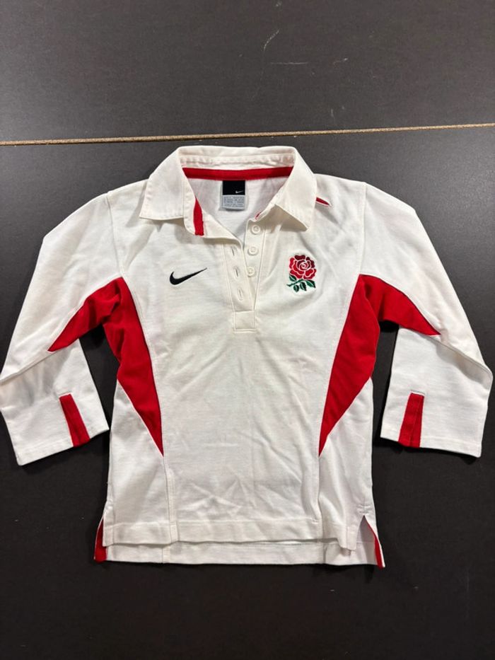 Maillot de rugby domicile blanc à manches courtes Vintage Y2K Nike 2002 Angleterre
