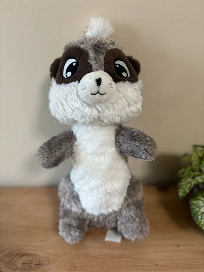 Doudou peluche suricate gris blanc Auchan sas oia