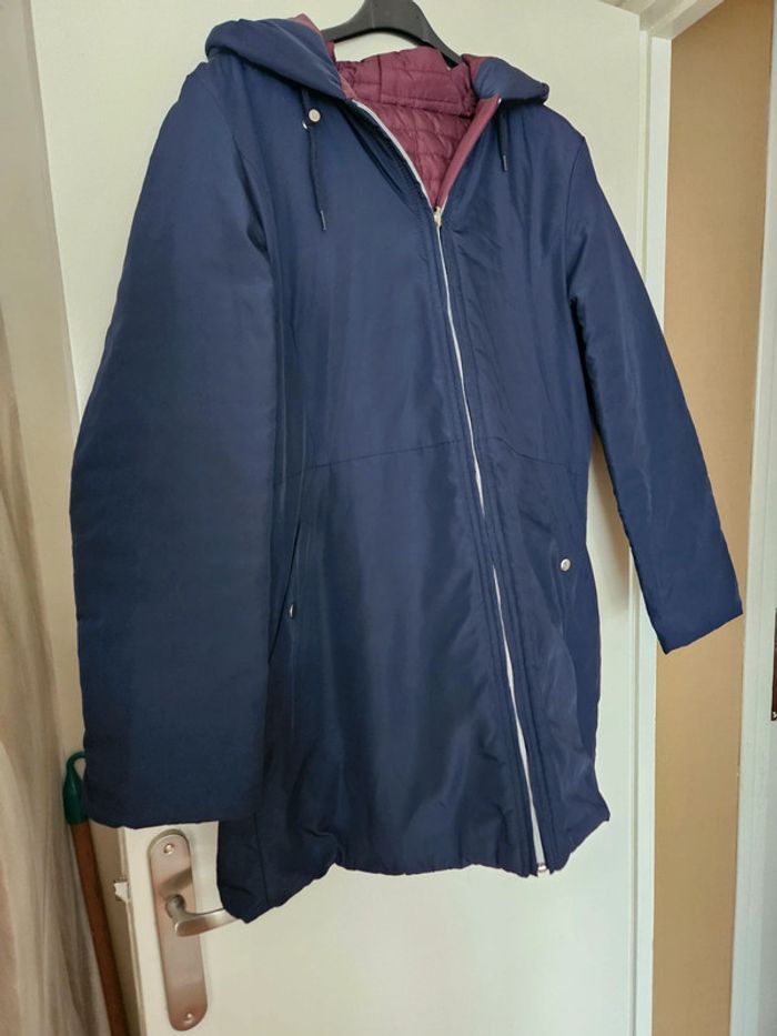 Manteau doudoune réversible bordeaux bleu marine - photo numéro 5