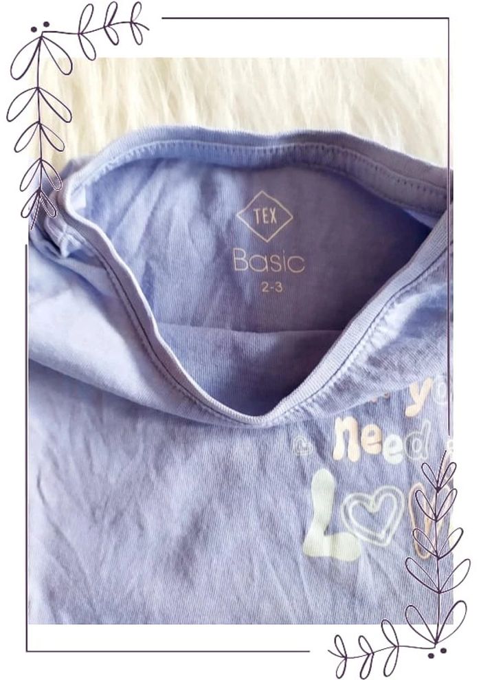 Tee-shirt coton bleu lavande bébé fille 2-3 ans - photo numéro 4