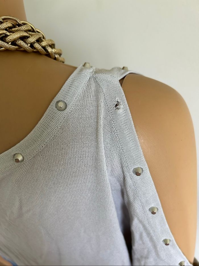 Haut gris et bleu Morgan taille S état satisfaisant (avec défaut) - photo numéro 7