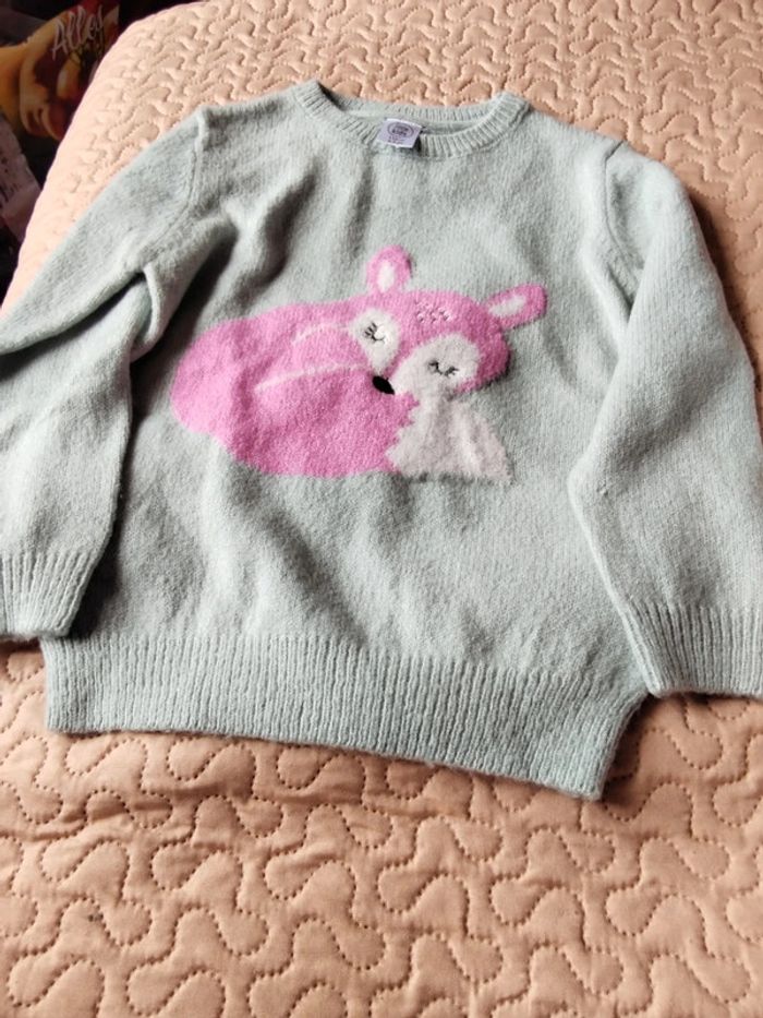 Pull enfant fille . Petit renard .