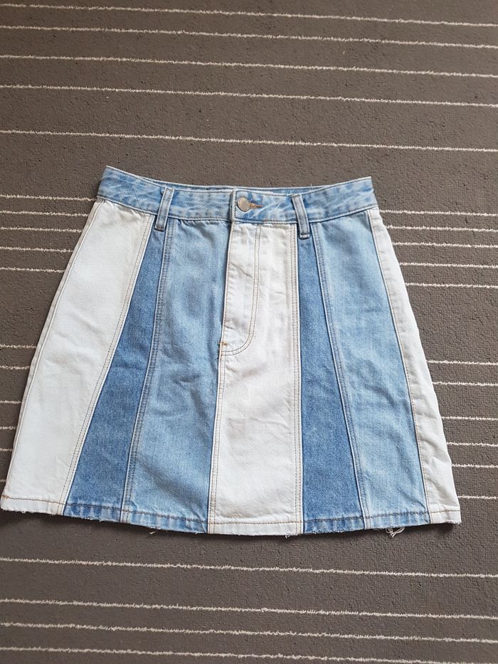 Jupe jean bicolore 36