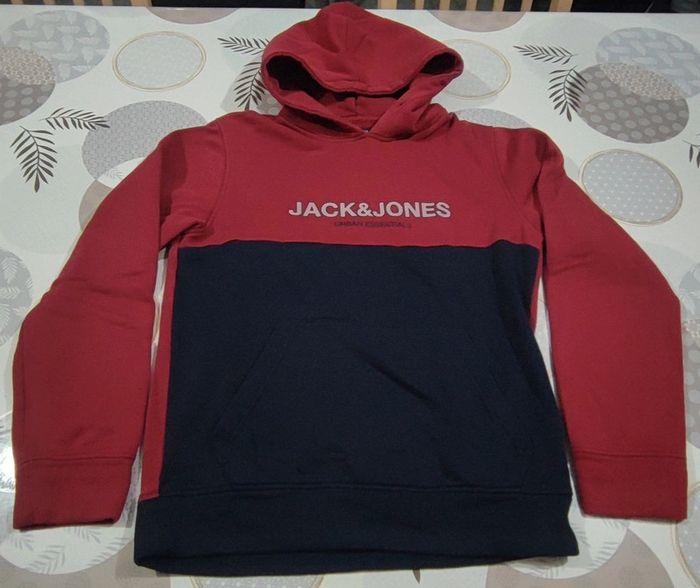 Sweat à capuche bordeaux et noir taille S