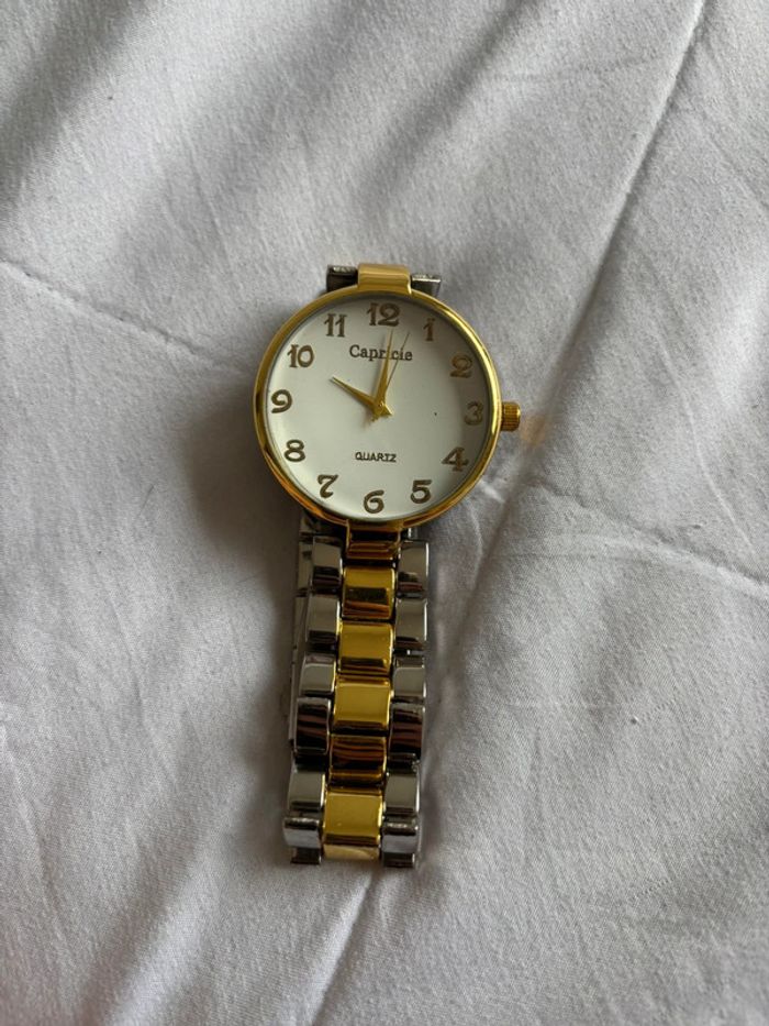 Montre Capricie unisexe – cadran blanc – bracelet or/argent rond – acier inoxydable - photo numéro 3