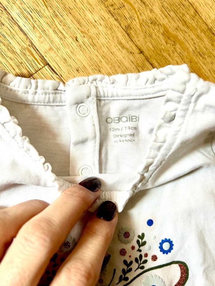 Lot de 4 t-shirts Obaïbi - Fille - 12 mois - TBE - photo numéro 3