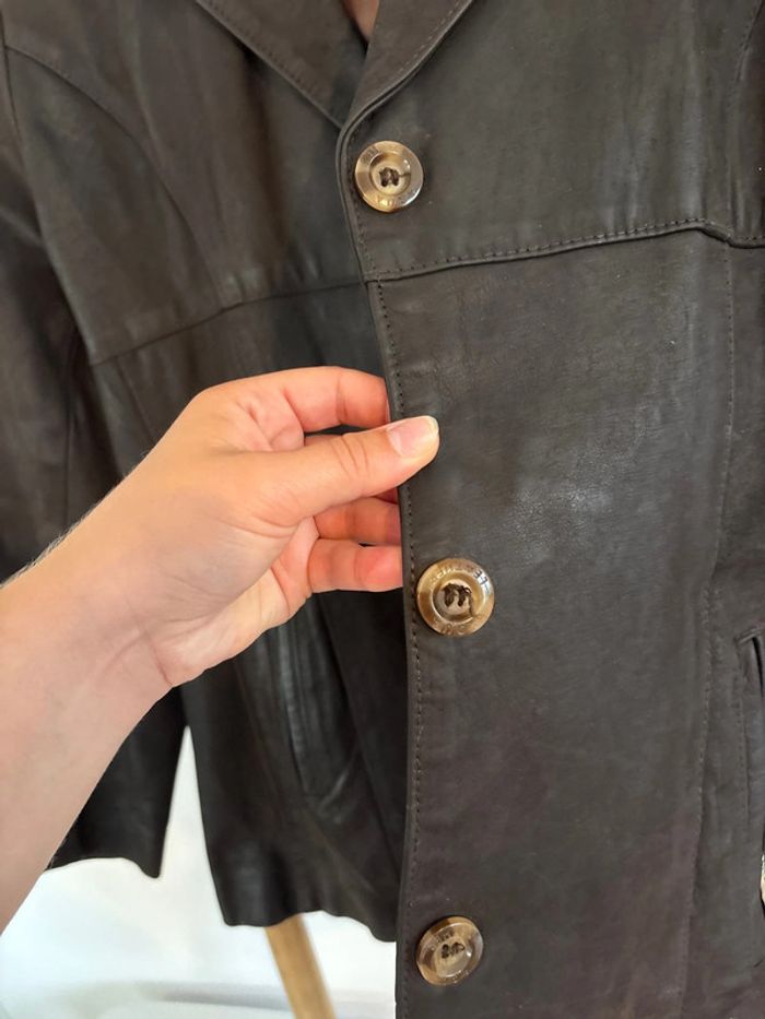 Veste en cuir noire Vintage Aqua Leather taille M/38 - photo numéro 3