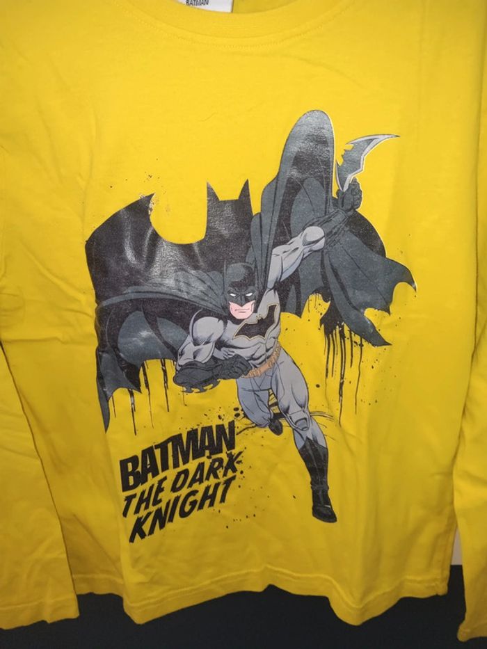 T-shirt jaune Batman 6/7 ans The Dark Knight à manches longues - photo numéro 2