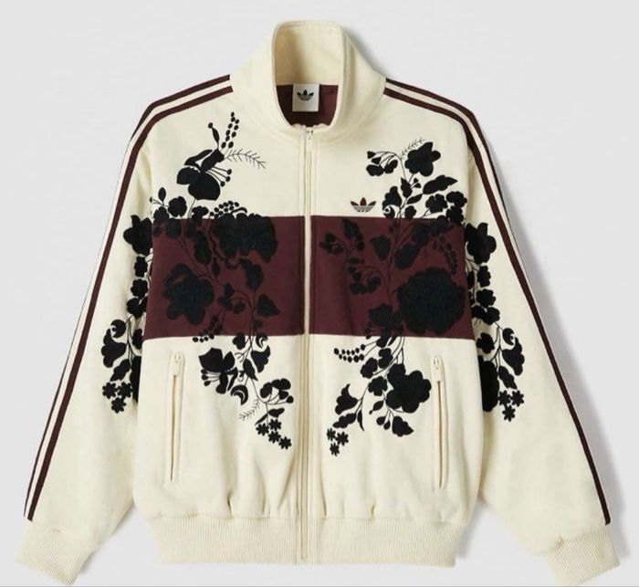 Adidas Originals x ASOS - Veste de survêtement à fleurs brodées - Babeurre