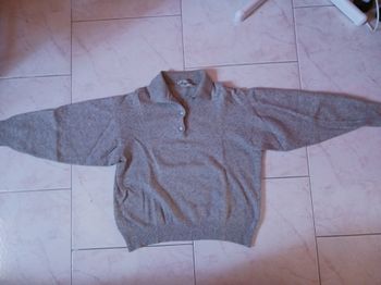 pull gris col polo boutons taille 36-38 angora
