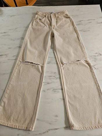 Bershka jeans beige wide leg taille XS