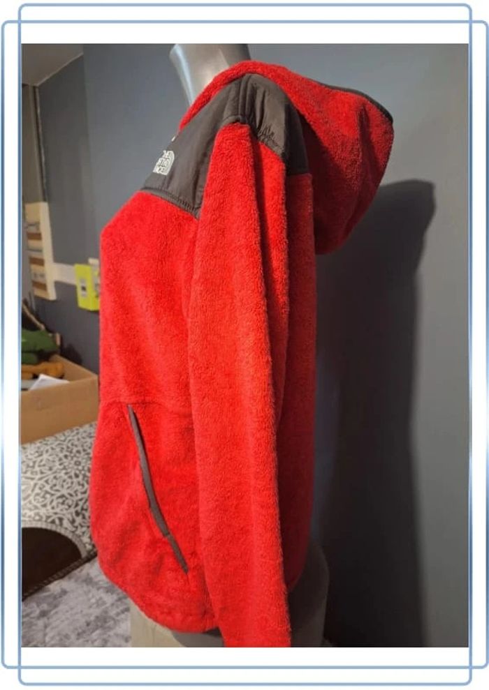 Polaire à capuche full zip the north face rouge et noir - taille XL - femme / logo brodé - photo numéro 7