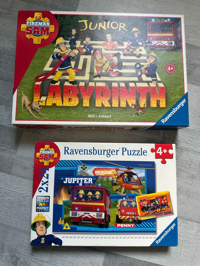 Lot labyrinthe junior + 2 puzzles Sam le pompier