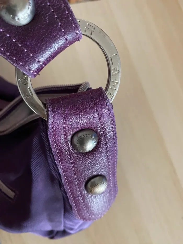 Sac à main violet petit noeud Lancaster tissu Paris prune - photo numéro 13