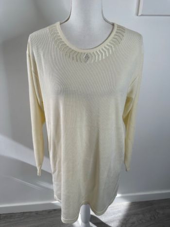 Pull oversize beige crème et strass argentés Balian Paris Vintage T36 S