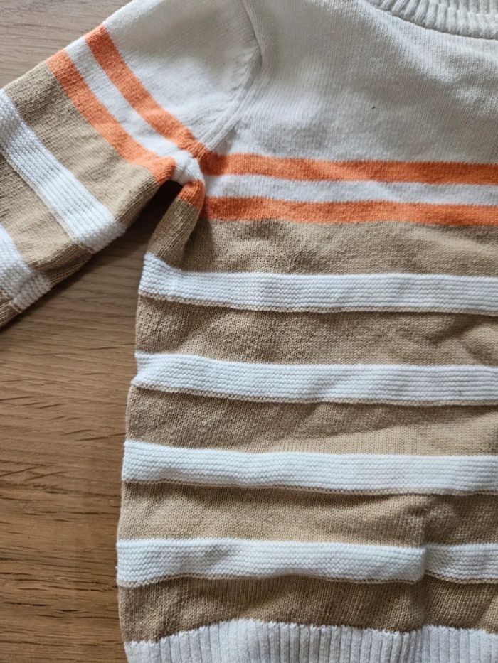 Pull rayé blanc et marron - photo numéro 2