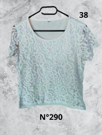 N°290 T-shirt blanc dentelle T38.
