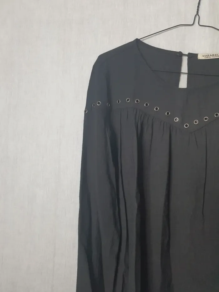 Blouse noire en coton - photo numéro 2
