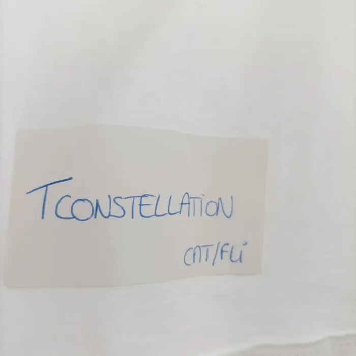T-shirt blanc motif constellation rouge coupe droite taille M cotonA1375 - photo numéro 4