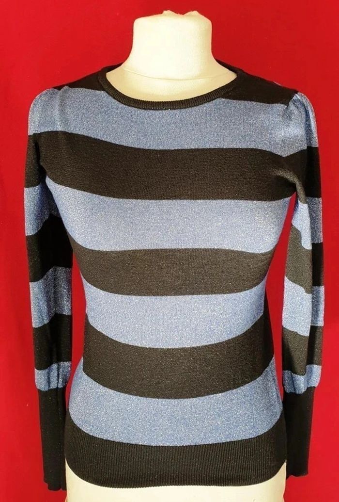 Pull mi saison en noir et bleu pailleté - Taille1