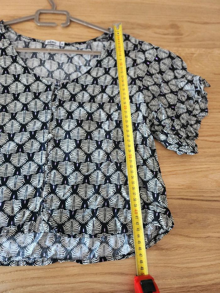 Tee-shirt top crop top haut Gemo taille 38 excellent état noir blanc et lilas - photo numéro 6