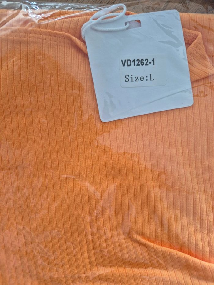 Robe Courte Manches Courtes Orange Femme Taille L/40 - photo numéro 3