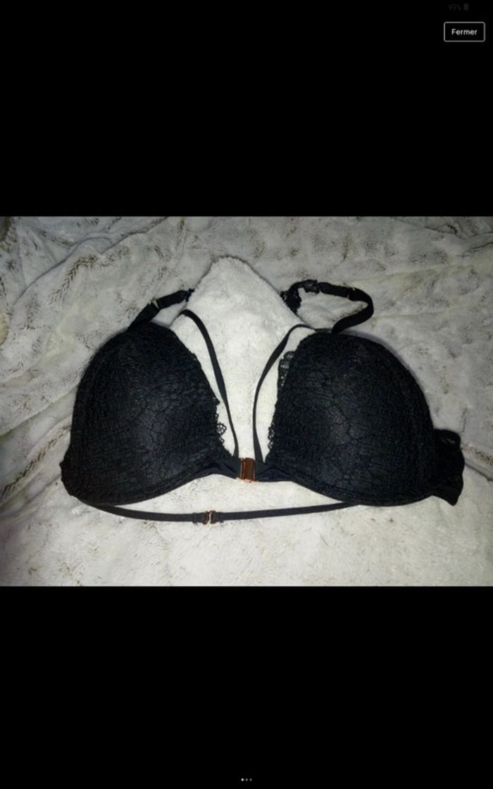 Soutien-gorge etam 90B lanières sexy noir
