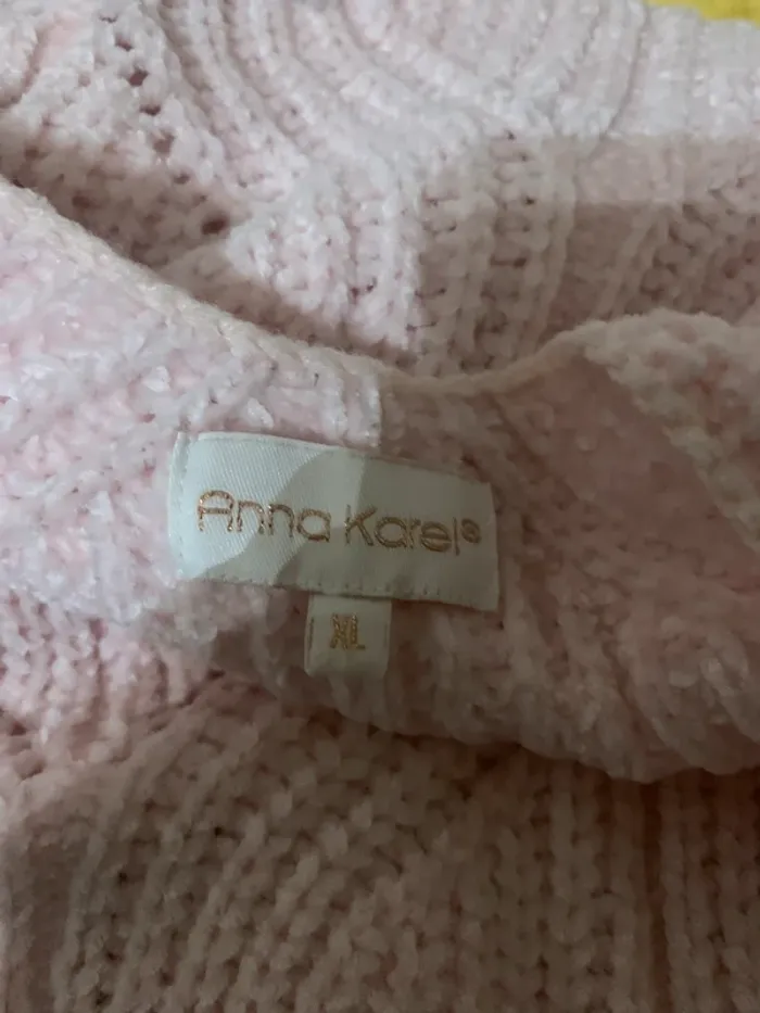 Pull Anna Karel taille XL grosse maille rose col V - photo numéro 7
