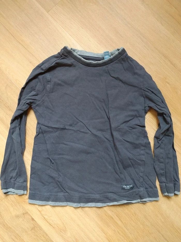 T-shirt manches longues Okaïdi gris 5 ans - photo numéro 2