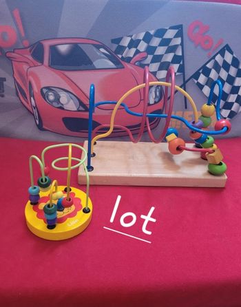 Lot jouets boulliers bois