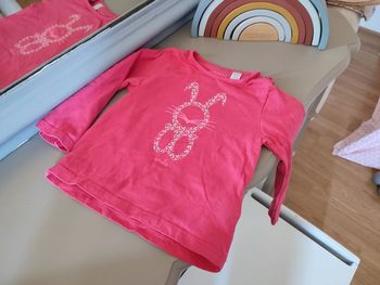 T-shirt à manches longues rose lapin 18 mois OBAIBI