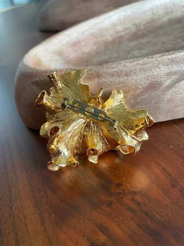 Pendentif broche feuille or - photo numéro 2