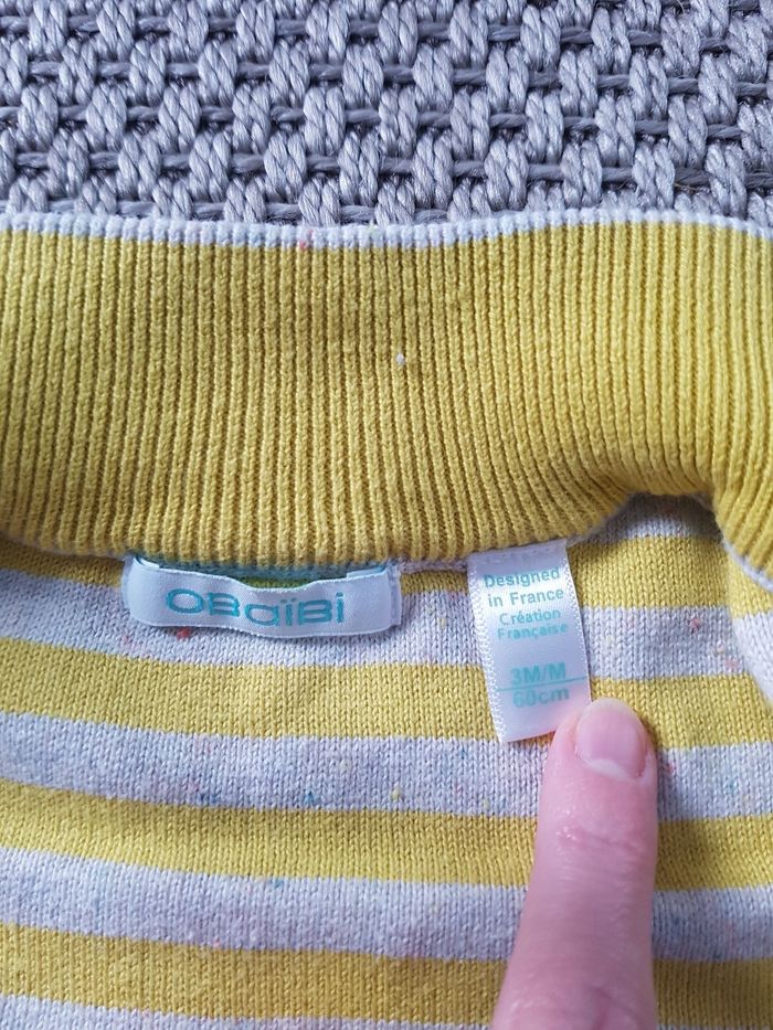 Gilet beige chiné garçon - 3 mois - photo numéro 4