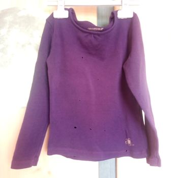 T-shirt manches longues violet coton