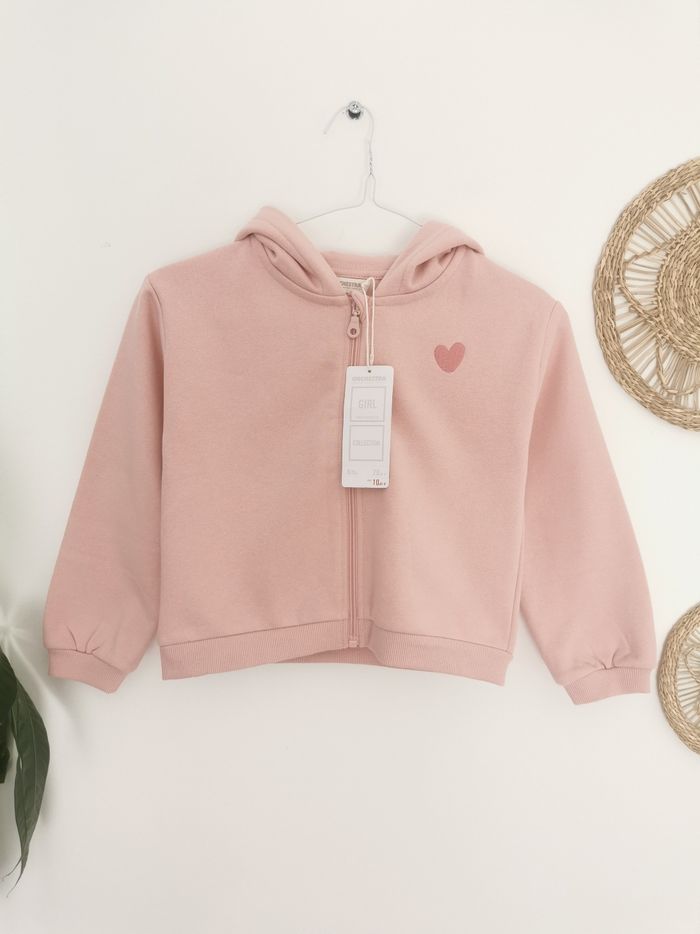 Sweat à capuche zippé rose pâle Orchestra 6 Ans