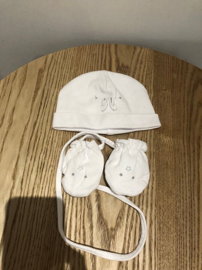 Ensemble bonnet + moufles mixte