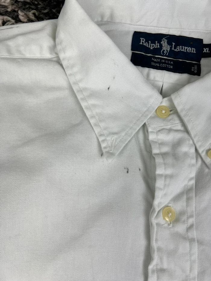 Chemise Ralph Lauren blanc taille XL made in usa logo brodé noir style old money - photo numéro 10
