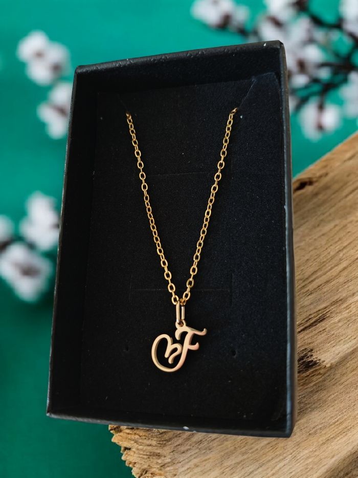 Pendentif acier inoxydable Lettre F prêt à offrir