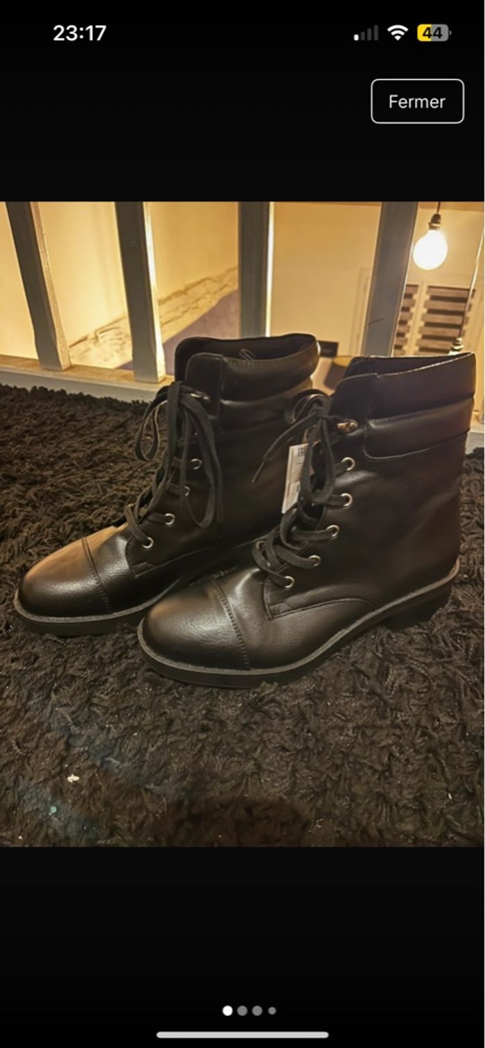 Bottines à lacets noire - Bershka - photo numéro 4