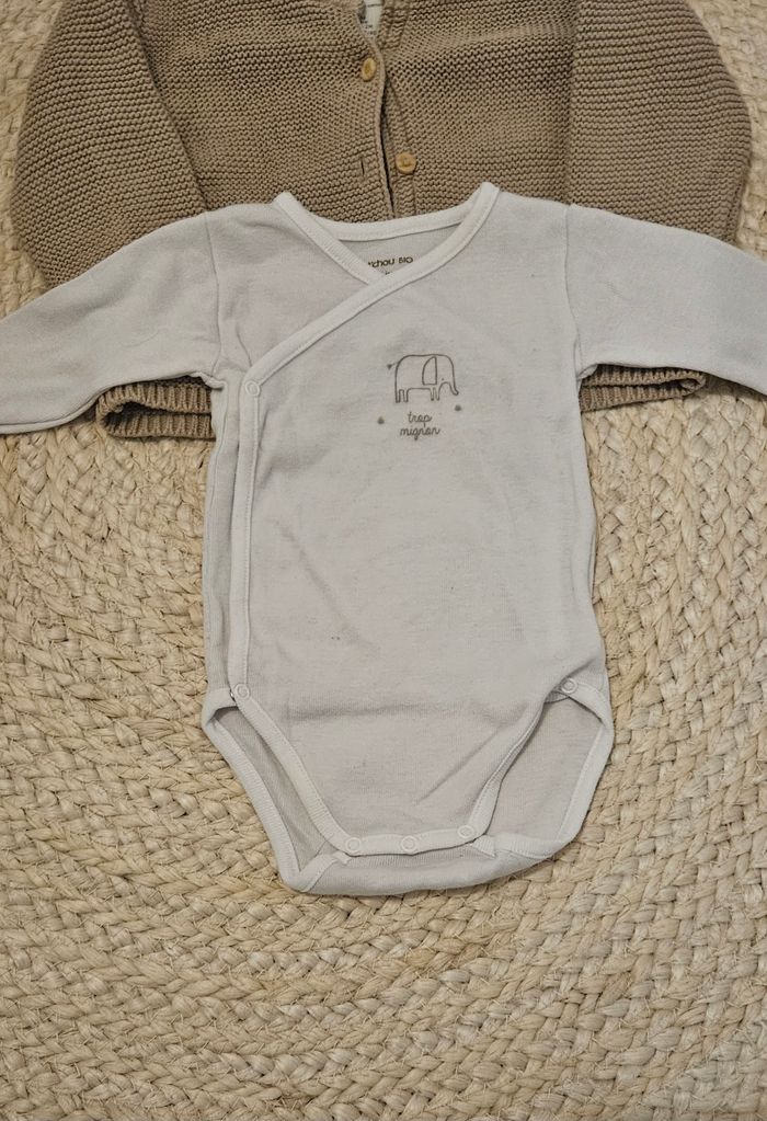 Lot 2 bodies  et un gilet 1mois - photo numéro 3