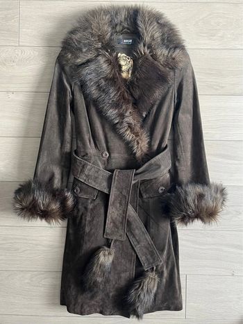 Manteau en cuir et fausse fourrure Morgan T-36